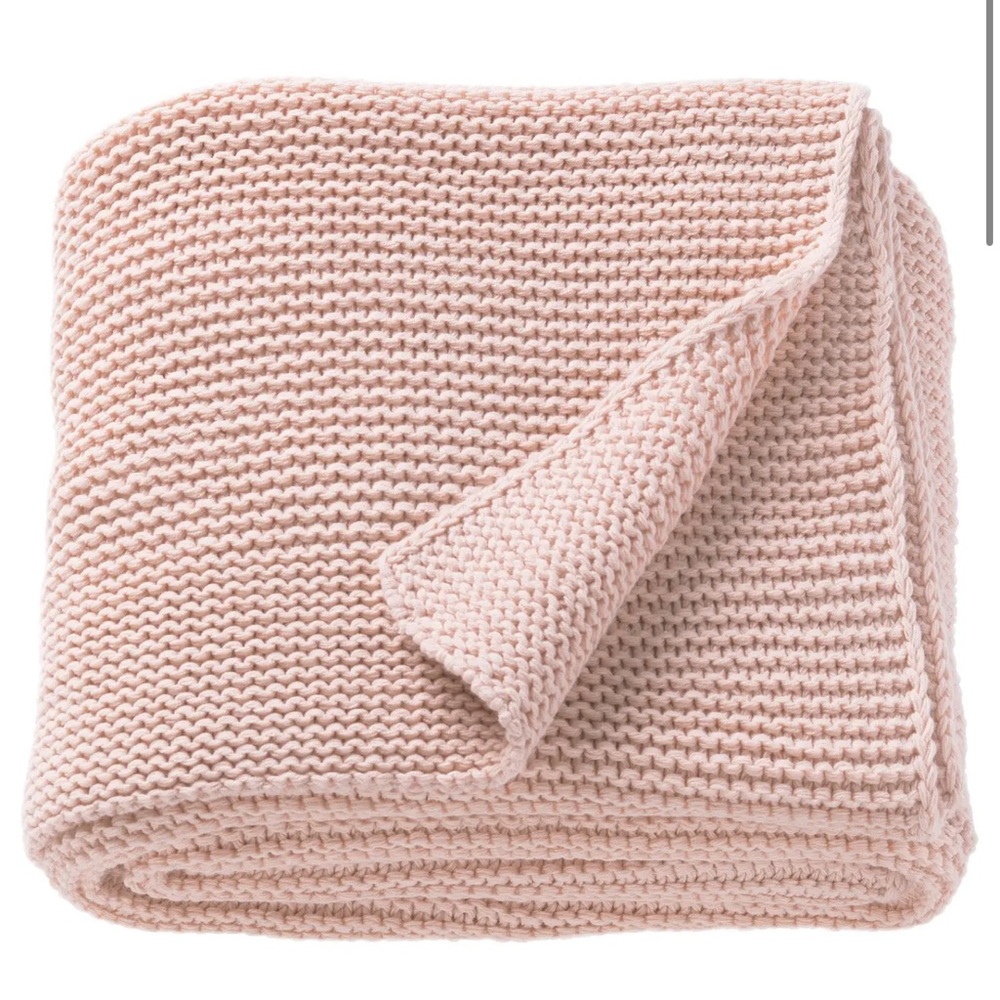 IKEA Ingabritta Knitted Throw Blanket – Pale Pink 🧶💗